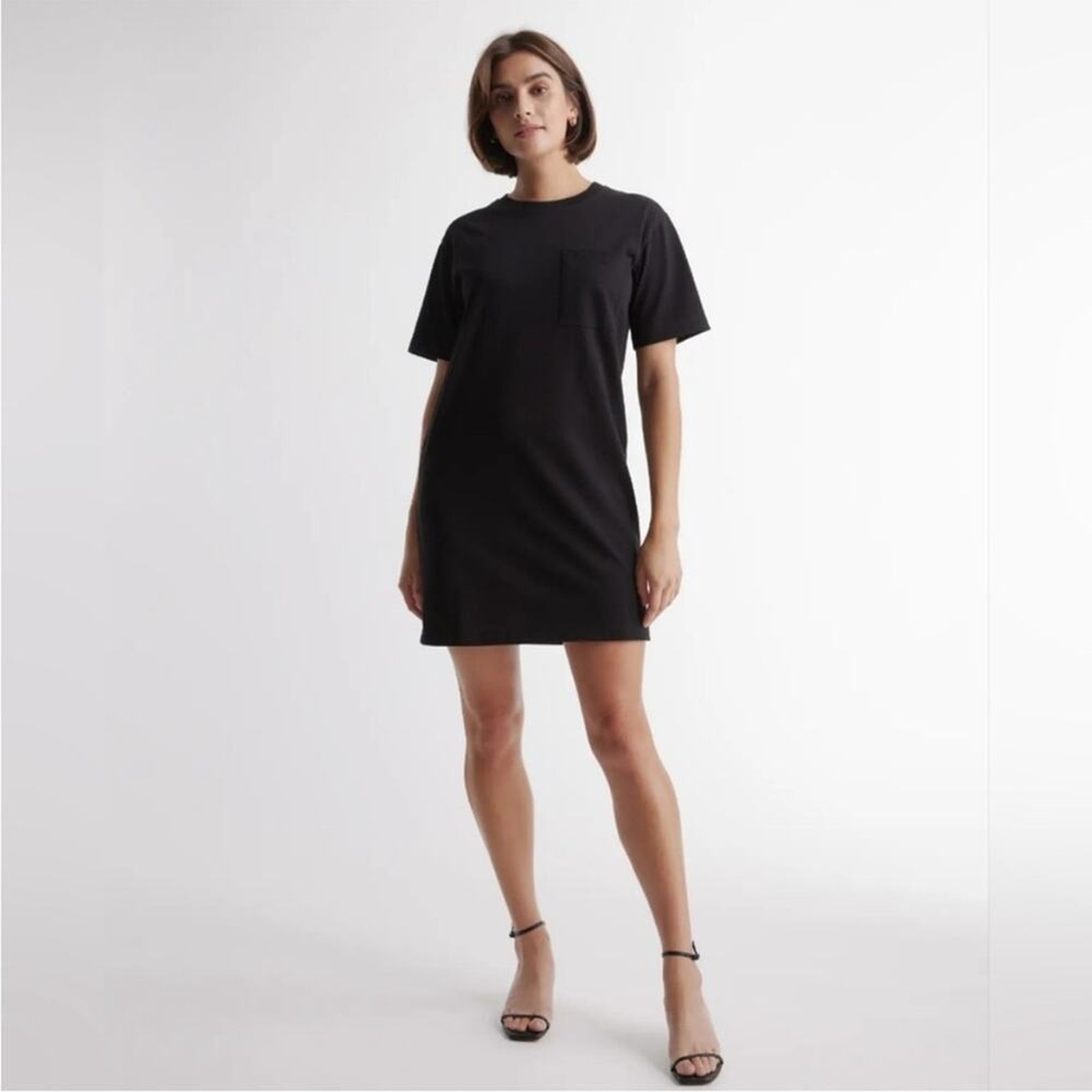 Quince 100% Organic Cotton Relaxed T-Shirt Dress In Black Size S